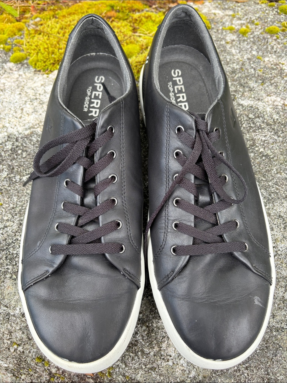 Sperry Top-Sider Men's Black Leather lace up sneakers casual work shoes size 11 - Picture 2 of 16